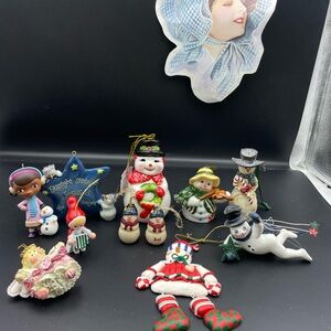 Vintage Lot Of 11 Snowman Christmas Ornaments - Collection